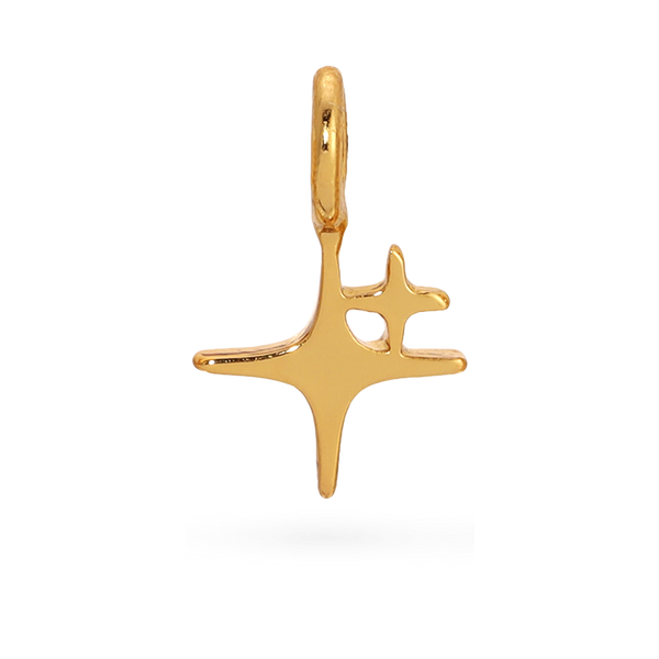 Front view of spark charm by itself. Shows the gold spark gold charm. 