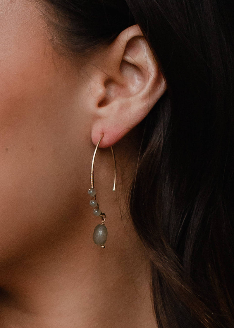 Panache Apparel Co. - Lt. Taupe Beaded Dangles Earrings