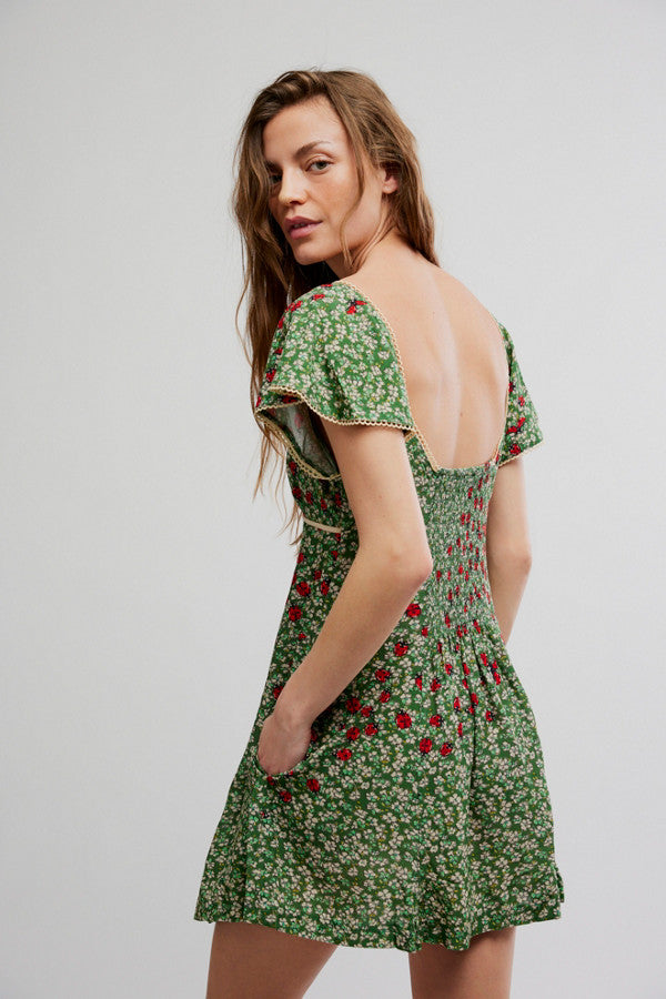 Free People Backroads Mini Dress - Forest Combo