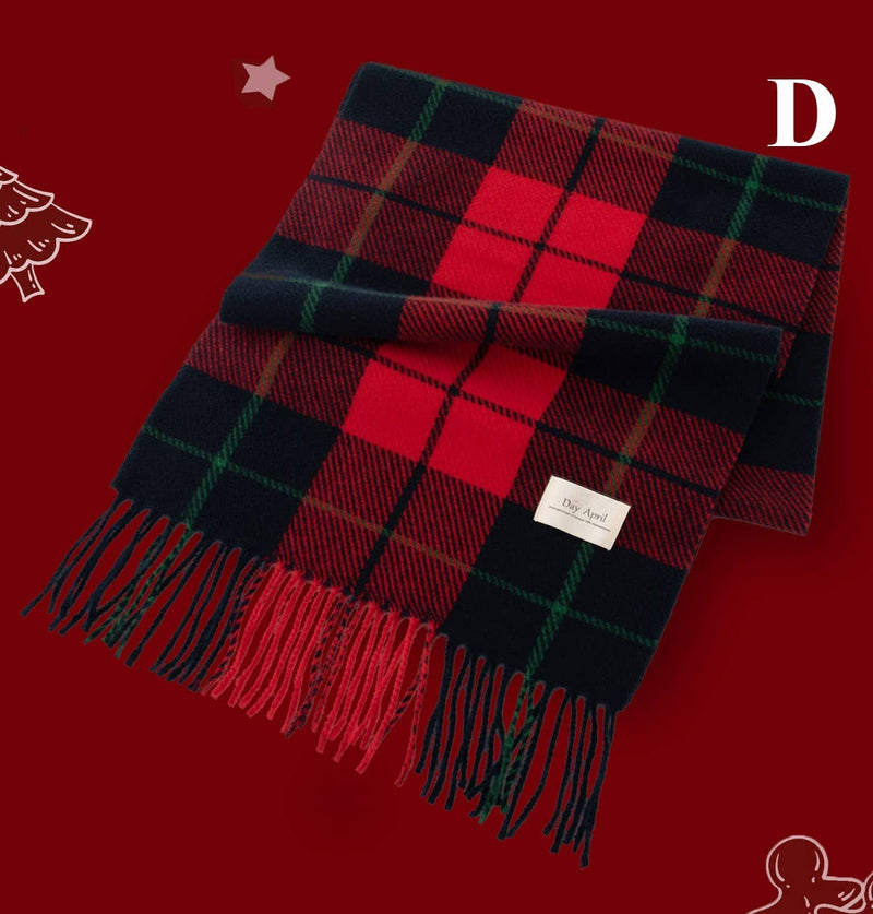 Sweetkama - Ladies Merry Christmas Plaid Daily Scarf SKAS4198: A / OS