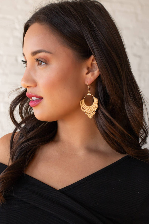 Panache Apparel Co. - Camel Statement Crochet Earrings