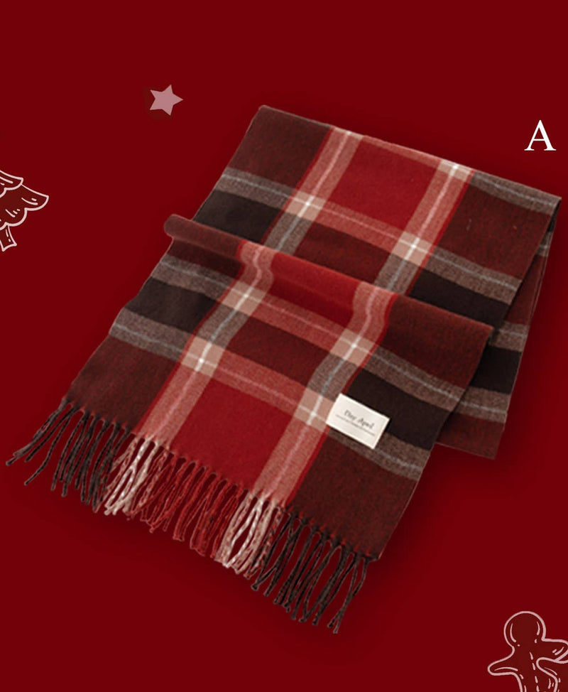 Sweetkama - Ladies Merry Christmas Plaid Daily Scarf SKAS4198: A / OS