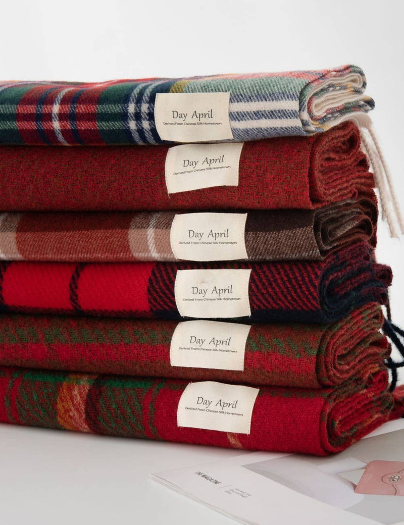 Sweetkama - Ladies Merry Christmas Plaid Daily Scarf SKAS4198: A / OS