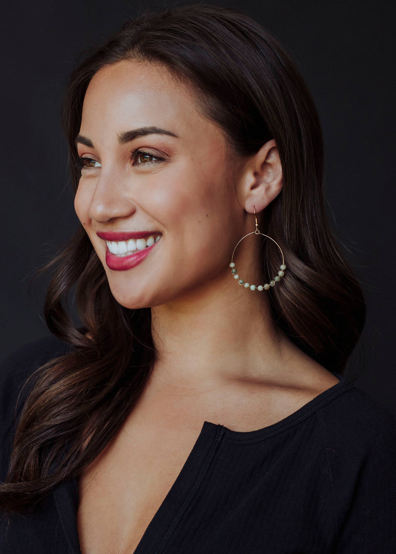 Panache Apparel Co. - Gold Wire Dangle Hoop Earrings  - Sage