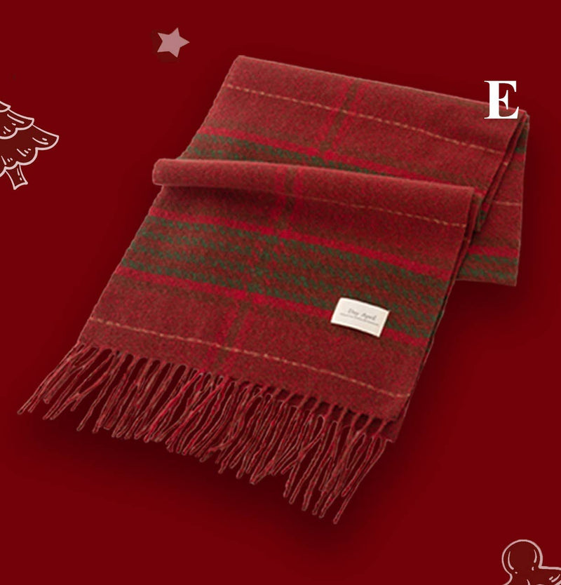 Sweetkama - Ladies Merry Christmas Plaid Daily Scarf SKAS4198: A / OS