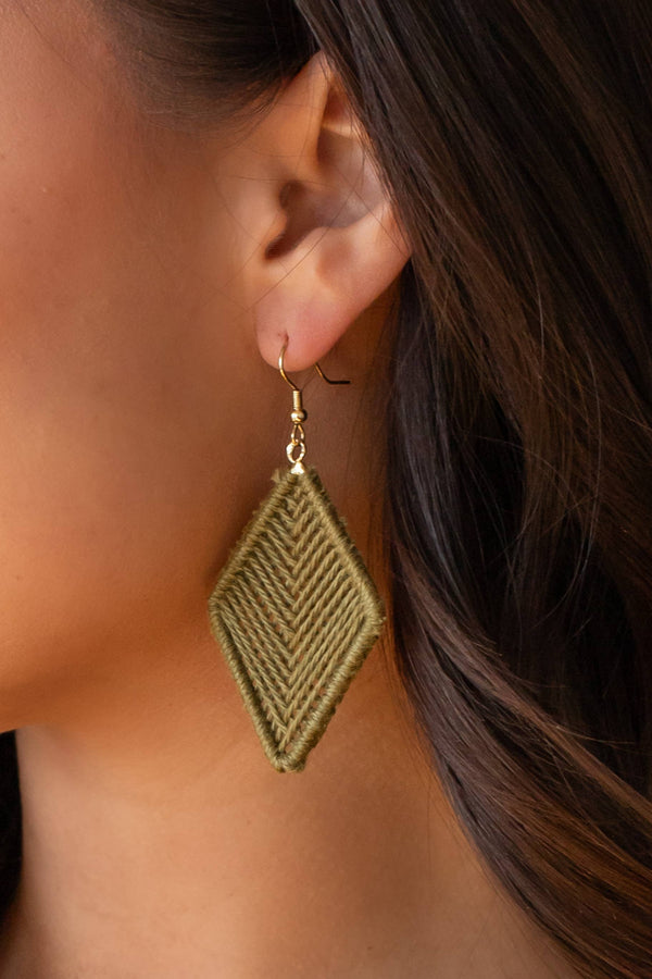Panache Apparel Co. - Olive Diamond Crochet Earrings