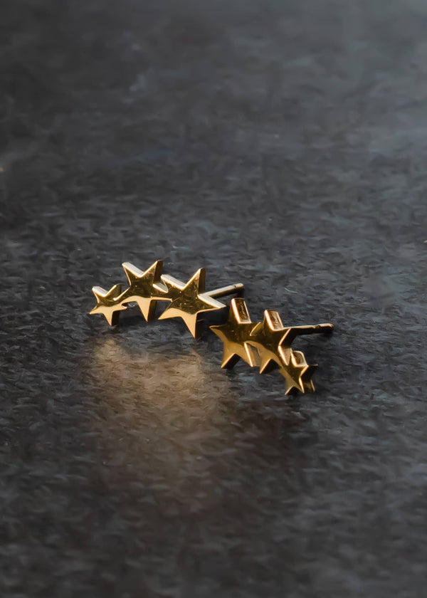 Panache Apparel Co. - Gold Triple Star Stud Earring