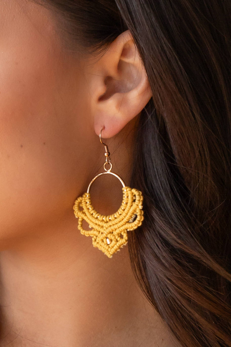 Panache Apparel Co. - Mustard Statement Crochet Earrings
