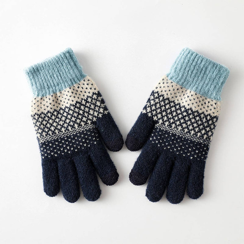 TOUCH SCREEN FINGER JACQUARD THERMAL GLOVES black