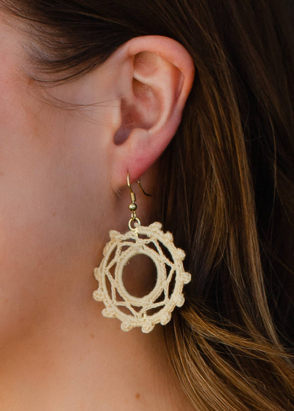 Panache Apparel Co. - Cream Crochet Hoops