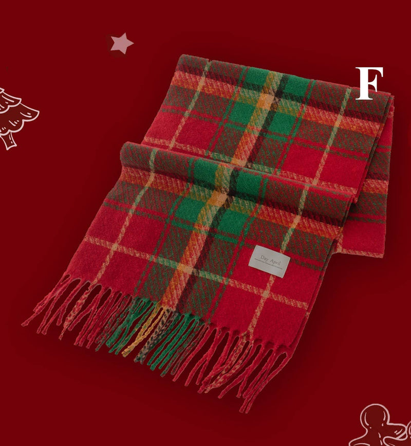 Sweetkama - Ladies Merry Christmas Plaid Daily Scarf SKAS4198: A / OS