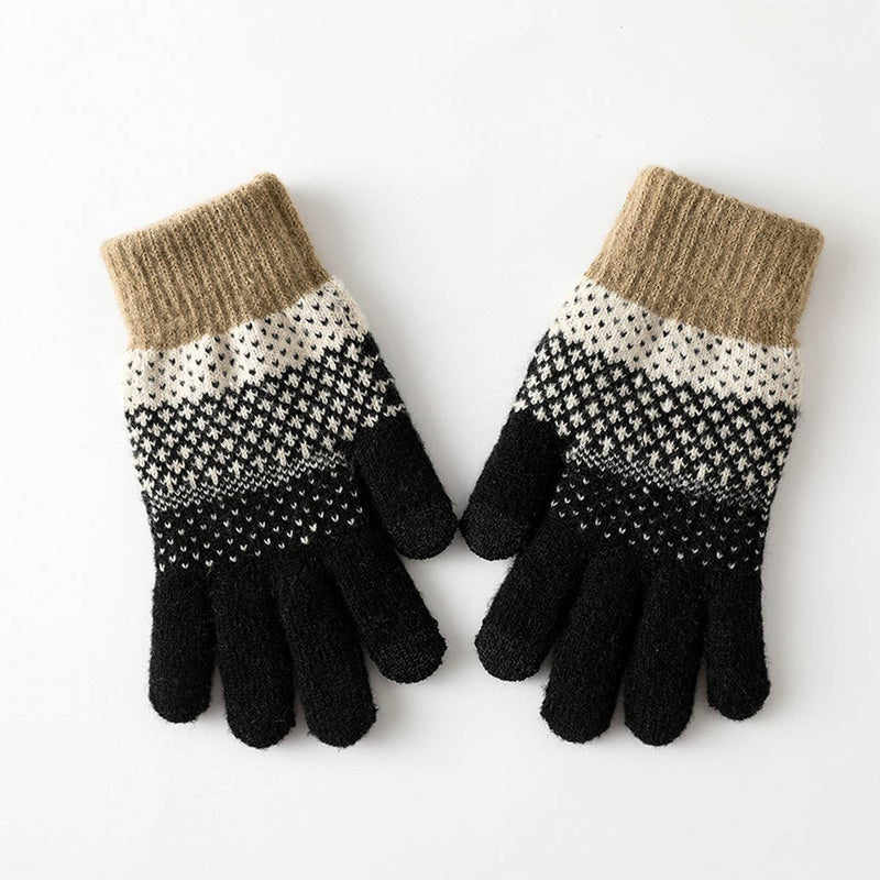 TOUCH SCREEN FINGER JACQUARD THERMAL GLOVES- grey