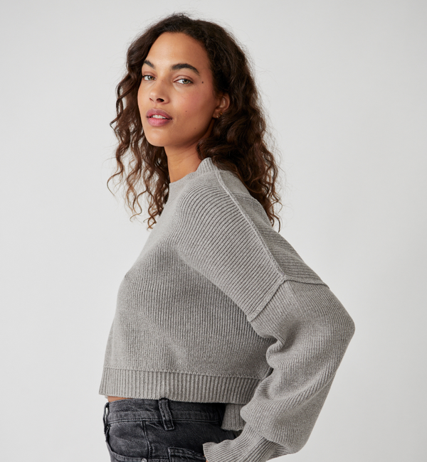 side view shows cropped boxy fit