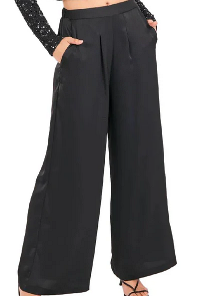 Romy Satin Pleated Pants