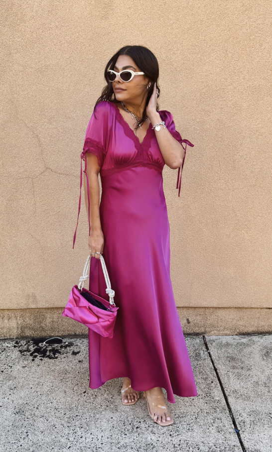 Whimsical Satin Midi Dress