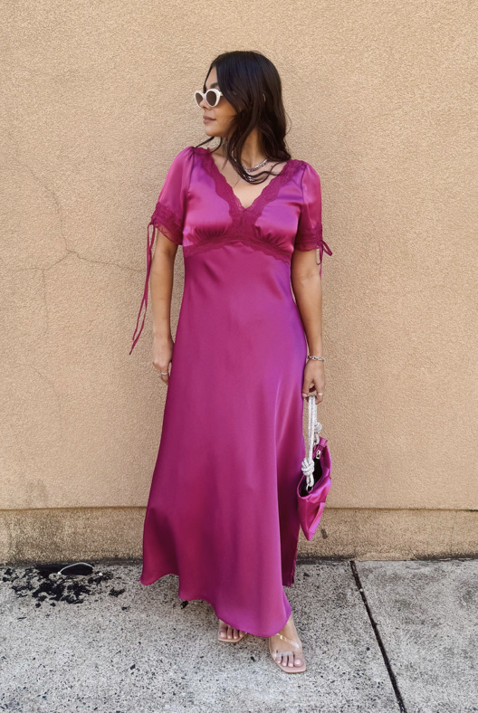 Whimsical Satin Midi Dress