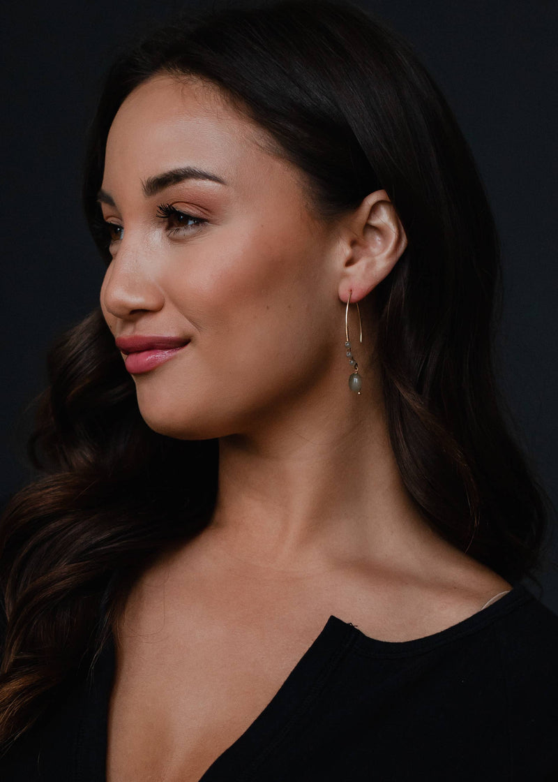 Panache Apparel Co. - Lt. Taupe Beaded Dangles Earrings