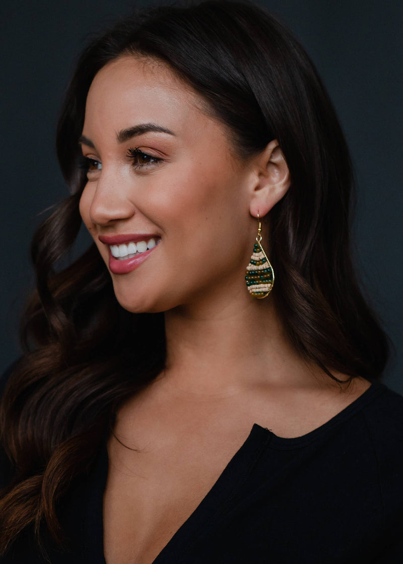 Panache Apparel Co. - Green/Olive & Tan Beaded Earrings