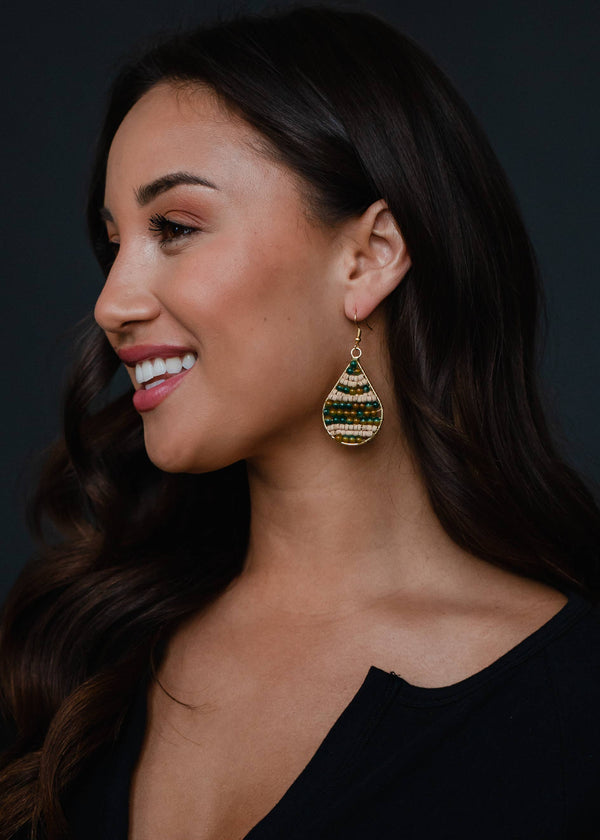 Panache Apparel Co. - Green/Olive & Tan Beaded Earrings