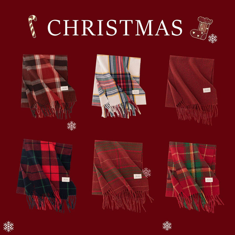 Sweetkama - Ladies Merry Christmas Plaid Daily Scarf SKAS4198: A / OS