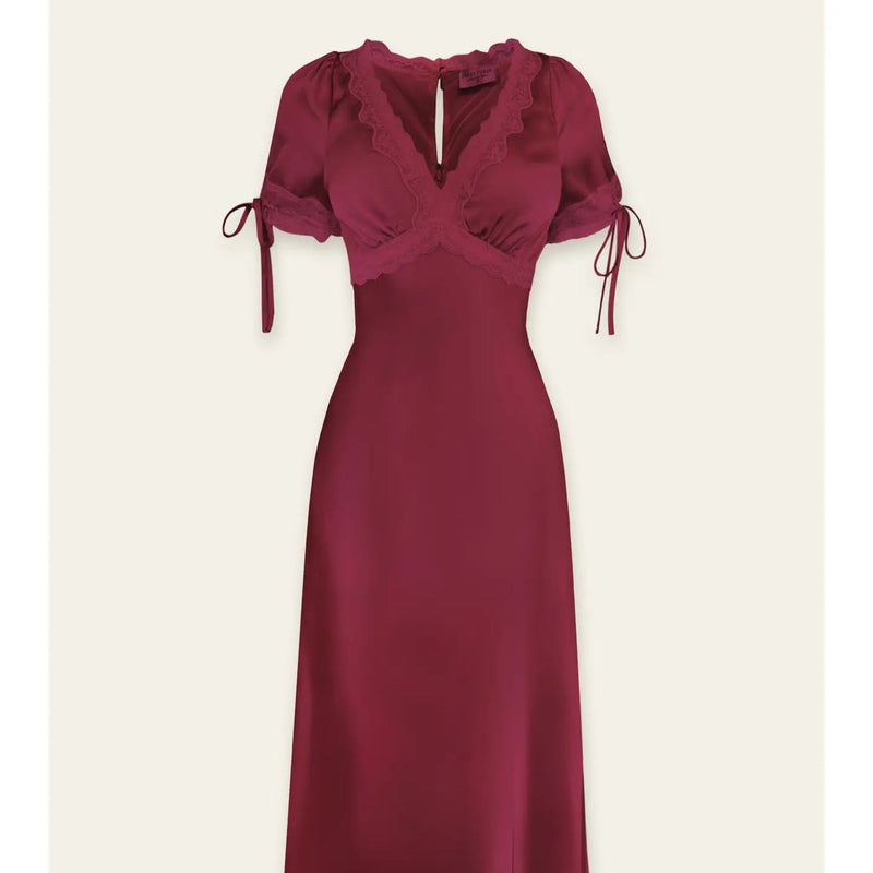 Whimsical Satin Midi Dress Magenta Rose / Medium Whimsical Satin Midi Dress Magenta Rose / Medium