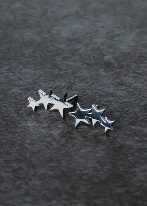 Panache Apparel Co. - Silver Triple Star Stud Earrings