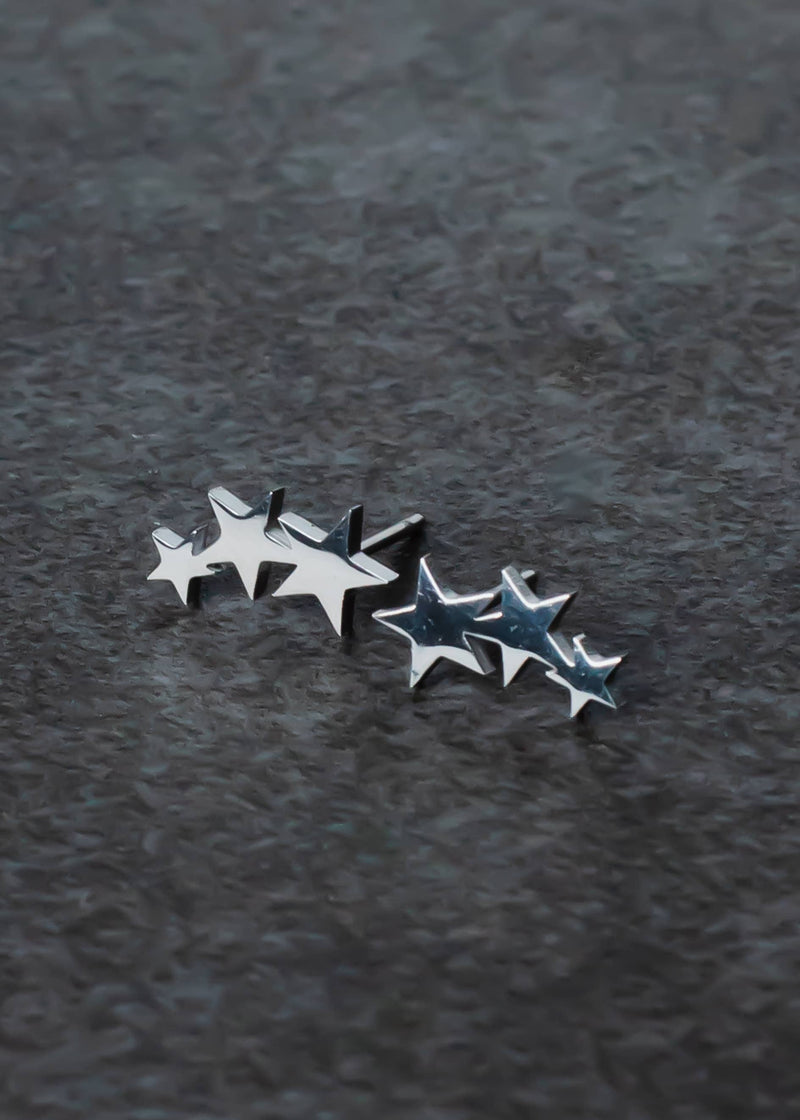 Panache Apparel Co. - Silver Triple Star Stud Earrings