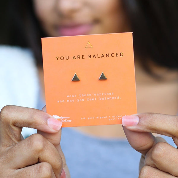 Lucky Feather New Moon Earrings- "You Are Balanced"