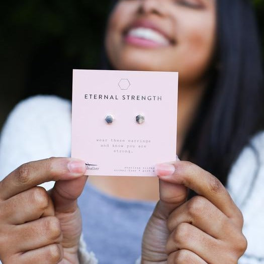 Lucky Feather New Moon Earrings- "Eternal Strength"