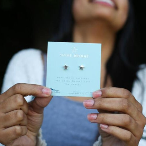 Lucky Feather New Moon Earrings- "Shine Bright"