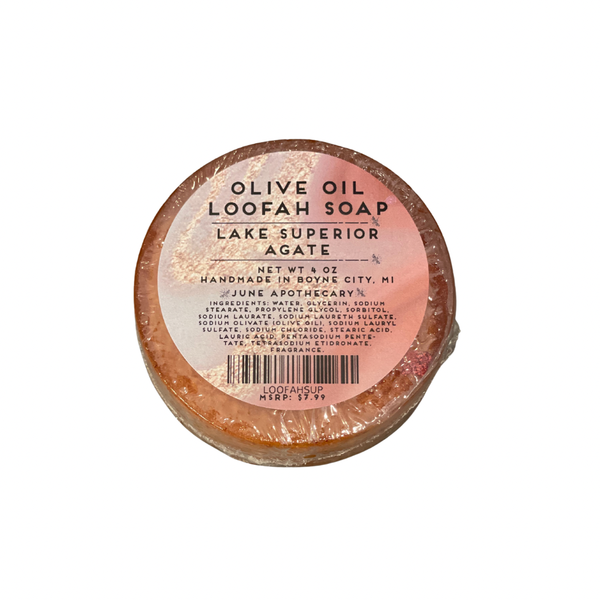Exfoliating Olive Oil Loofah Soap-"Lake Superior Agate"