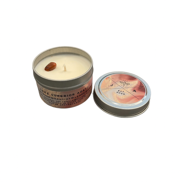 "Lake Superior Agate" 4oz Travel Candle