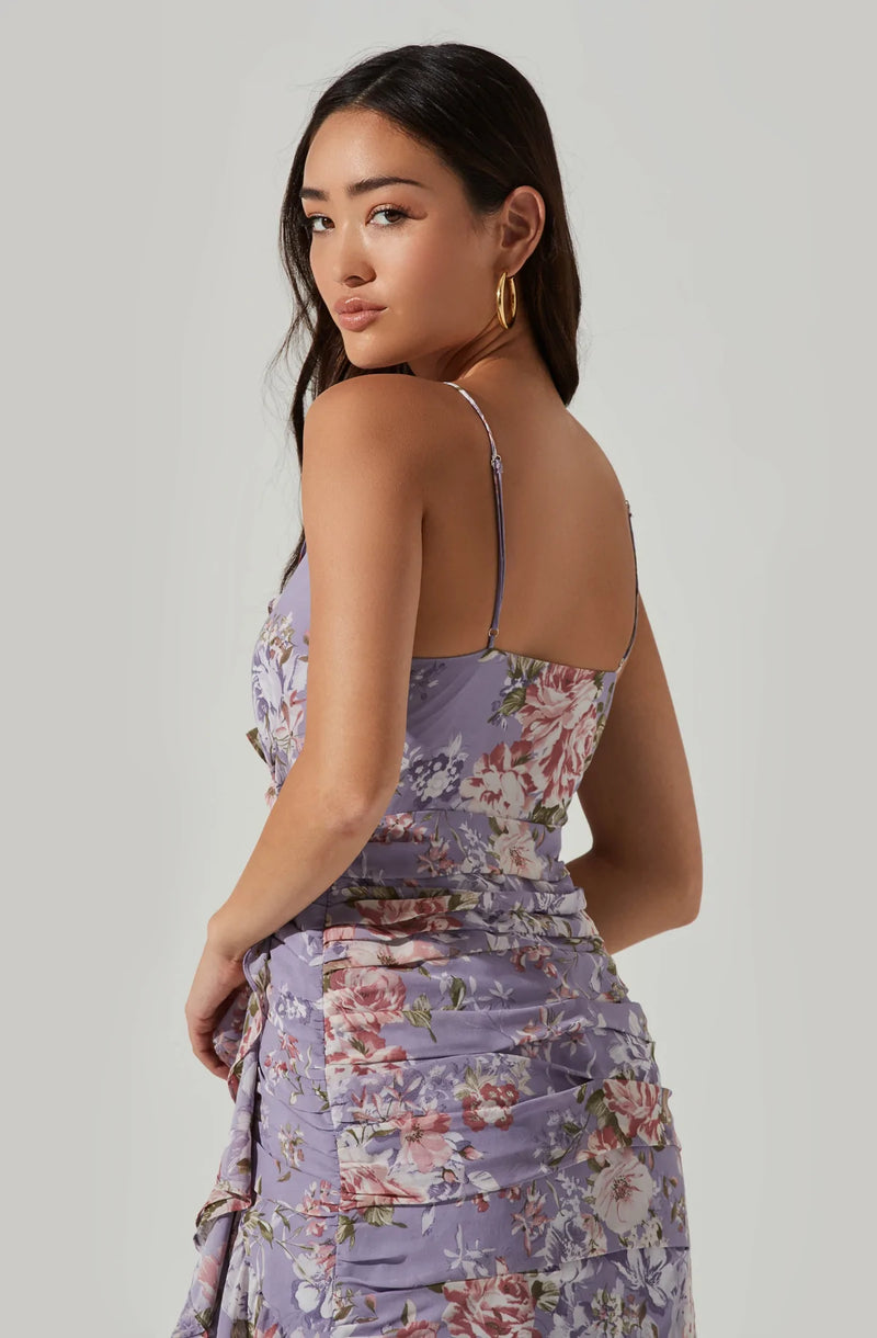 Kiana Floral Ruched Midi Dress