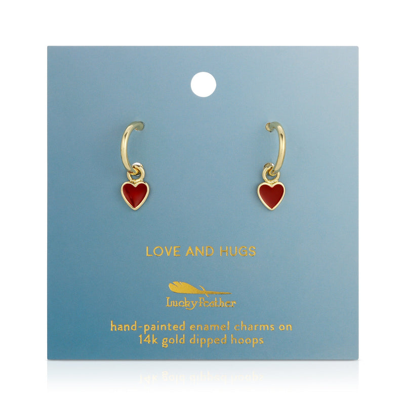 Lucky Feather Hoops - Love & Hugs