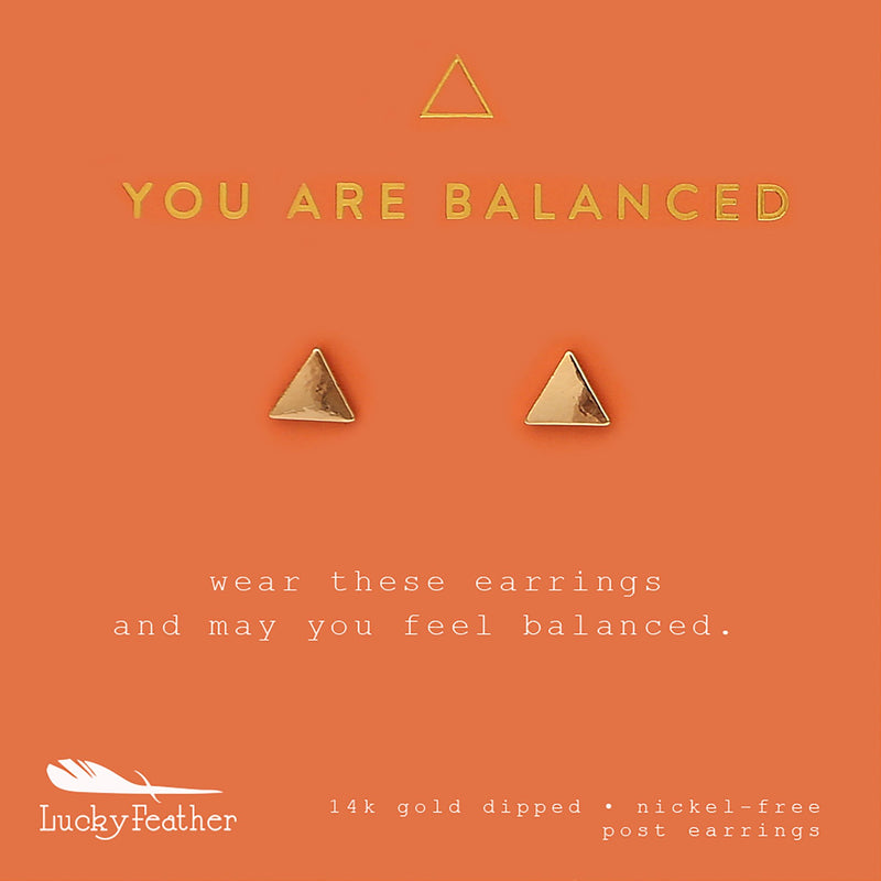 Lucky Feather New Moon Earrings- "You Are Balanced"
