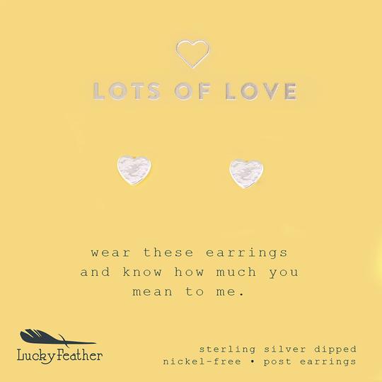 Lucky Feather New Moon Earrings- "Lots of Love"