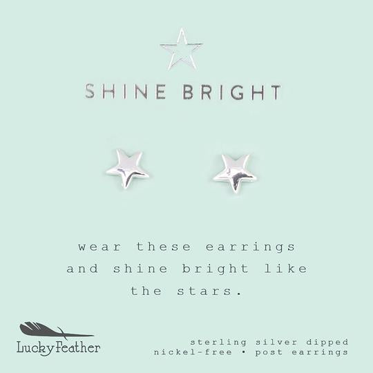 Lucky Feather New Moon Earrings- "Shine Bright"