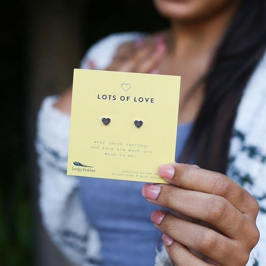 Lucky Feather New Moon Earrings- "Lots of Love"