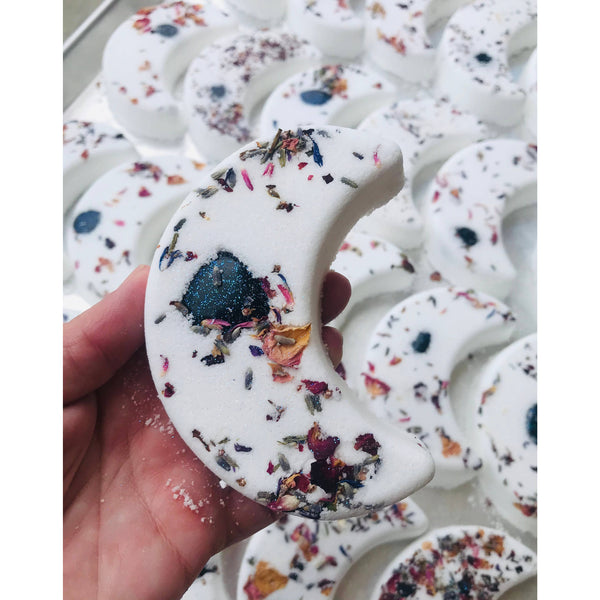 Crescent City Swoon Bath Bomb Studio - Moon Bath Bomb with Obsidian Crystal